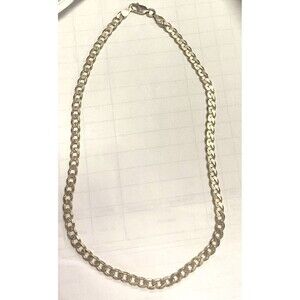 Italy 16" Vintage Sterling Silver Cuban Link Chain Choker Necklace Free Shipping
